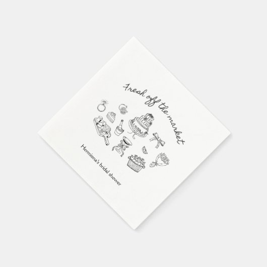フレッシュオフザマーケット 手描きのブライダルシャワー スタンダードカクテルナプキン (角)