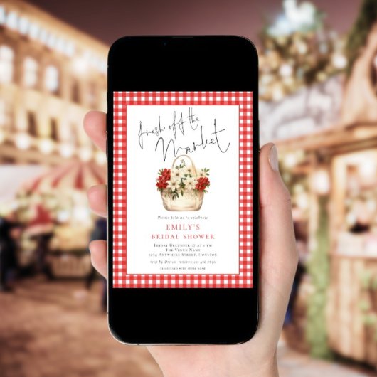 フレッシュオフマーケットレッドギンガムフェスティバルブライダルシャワー 招待状