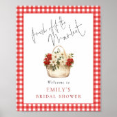 フレッシュオフマーケット赤いギンガムウェルカムブライダルシャワー ポスター (正面)