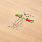 フレッシュオフ市場かわいい野菜ブライダルシャワー アクリル招待状 (レイダウン)