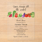 フレッシュオフ市場かわいい野菜ブライダルシャワー アクリル招待状 (正面)