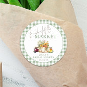 フレッシュオフ市場のセージのギンガムブライダルシャワー ラウンドシール