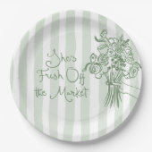 フレッシュオフ市場のセージ緑のお洒落花束 ペーパープレート (正面)