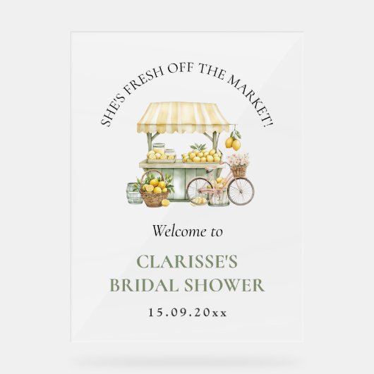 フレッシュオフ市場の夏の柑橘系ブライダルシャワー アクリルサイン (正面)