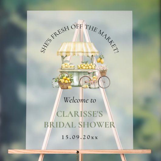 フレッシュオフ市場の夏の柑橘系ブライダルシャワー アクリルサイン (ニュートラル)