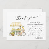 フレッシュオフ市場の夏の柑橘系ブライダルシャワー サンキューカード (正面/裏面)