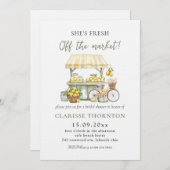 フレッシュオフ市場の夏の柑橘系ブライダルシャワー 招待状 (正面/裏面)
