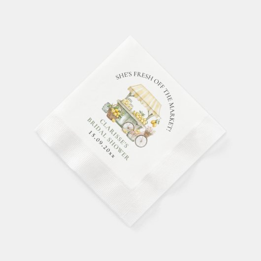 フレッシュオフ市場の夏の柑橘系ブライダルシャワー 縁ありカクテルナプキン (角)