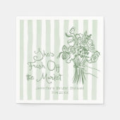 フレッシュオフ市場ハンドドロッドセージブライダルシャワー スタンダードカクテルナプキン (正面)