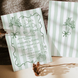 フレッシュオフ市場ハンドドロッドセージブライダルシャワー 招待状