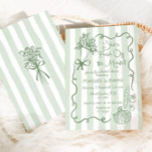 フレッシュオフ市場ハンドドロッドセージブライダルシャワー 招待状