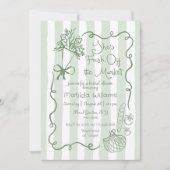 フレッシュオフ市場ハンドドロッドセージブライダルシャワー 招待状 (正面)