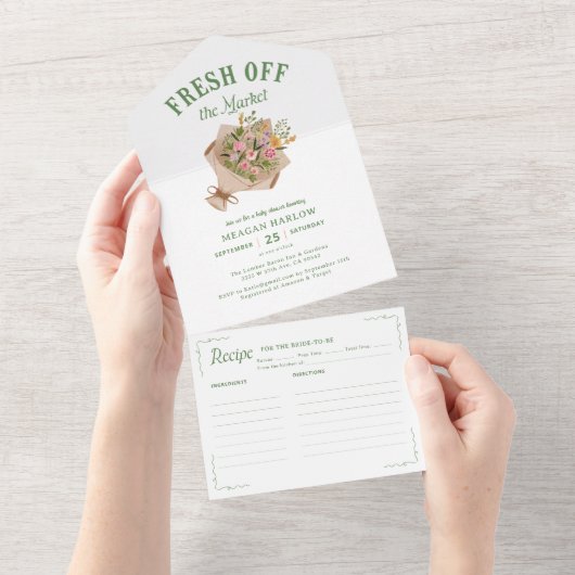 フレッシュオフ市場ファーマーズマーケットブライダルシャワー オールインワン招待状 (貼ってはがせる)