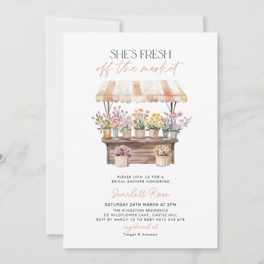 フレッシュオフ市場フラワーマーケットブライダルシャワー 招待状 (正面)