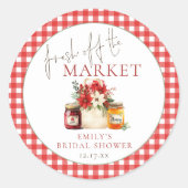 フレッシュオフ市場レッドジンガムブライダルシャワー ラウンドシール (正面)