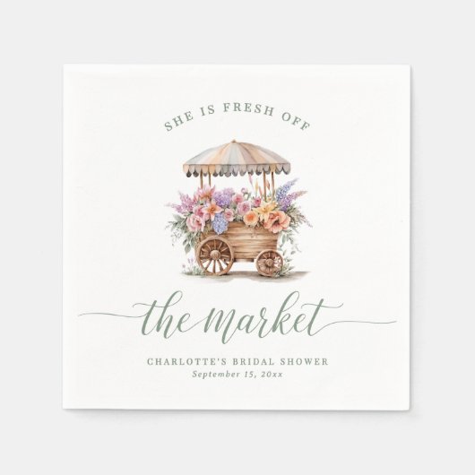 フレッシュオフ・ザ・マーケットフローラブライダルシャワー スタンダードカクテルナプキン (正面)