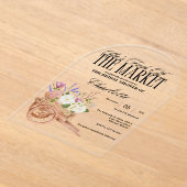 フレッシュオフ・ザ・マーケットブライダルシャワー素朴フローラ アクリル招待状 (レイダウン)