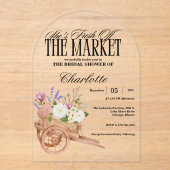 フレッシュオフ・ザ・マーケットブライダルシャワー素朴フローラ アクリル招待状 (正面)