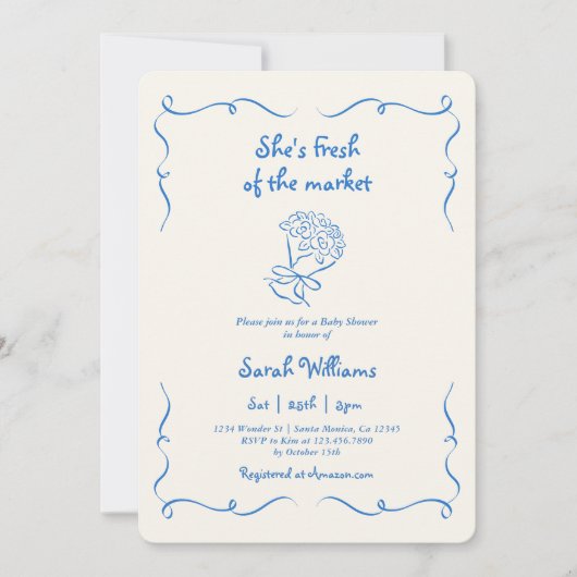 フレッシュオフ・ザ・マーケットブライダルシャワー 招待状 (正面)
