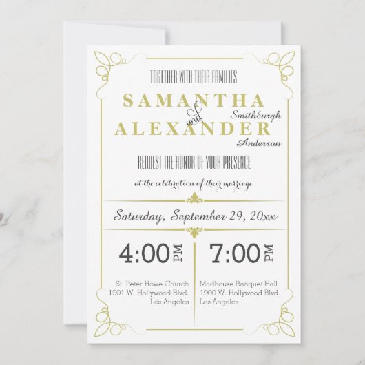 フレッシュオリーブグリーンアートデコウェディング招待状 招待状 (正面)