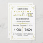 フレッシュオリーブグリーンアールデコ結婚式招待状 招待状 (正面/裏面)