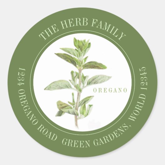 フレッシュオレガノスモールラウンド封筒用シール – グリーン ラウンドシール (正面)