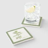 フレッシュオレガノマーブルストーンコースター(+文字)グリーン ストーンコースター (横)