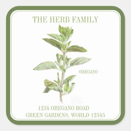 フレッシュオレガノラージスクエア封筒用シールズグリーン スクエアシール (正面)