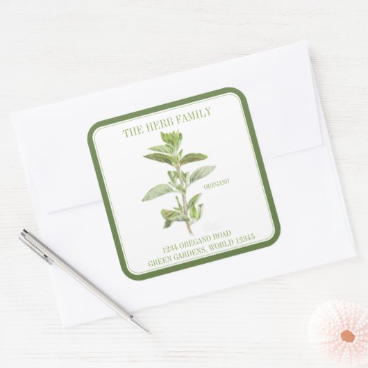フレッシュオレガノラージスクエア封筒用シールズグリーン スクエアシール (封筒)