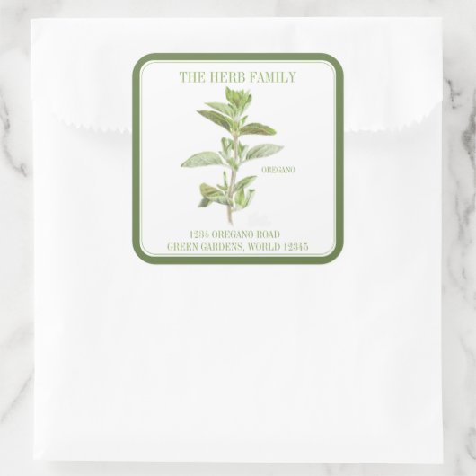 フレッシュオレガノラージスクエア封筒用シールズグリーン スクエアシール (バッグ)