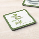 フレッシュオレガノ懸命プラスチックのコースター(+文字)グリーン コースター (左側)