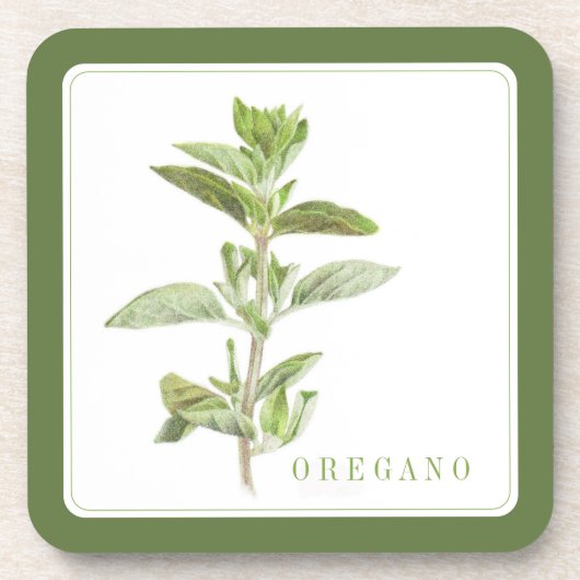 フレッシュオレガノ懸命プラスチックのコースター(+文字)グリーン コースター (正面)