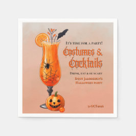 フレッシュオレンジのコスチュームとカクテルハロウィンパーティー スタンダードカクテルナプキン