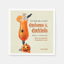 フレッシュオレンジのコスチュームとカクテルハロウィンパーティー