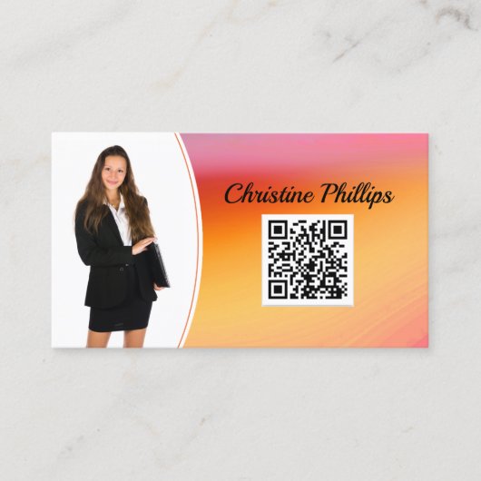 フレッシュオレンジカスタムイベントプランナー写真QRコード 名刺 (正面)