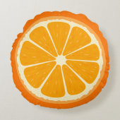 フレッシュオレンジフルーツジューシーなレモンジュースイラストレーション ラウンドクッション (正面)