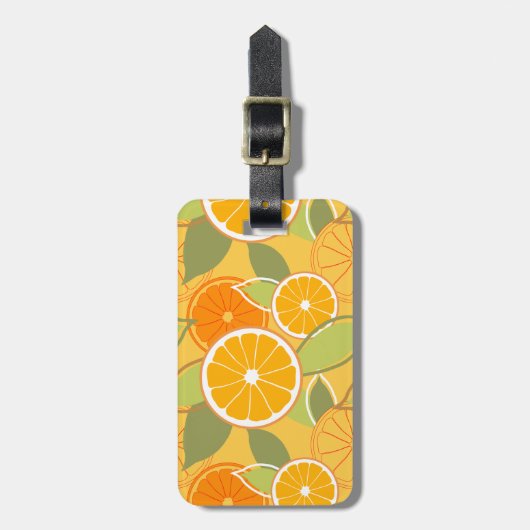 フレッシュオレンジ柑橘系グラフィックパターン ラゲッジタグ (正面縦)