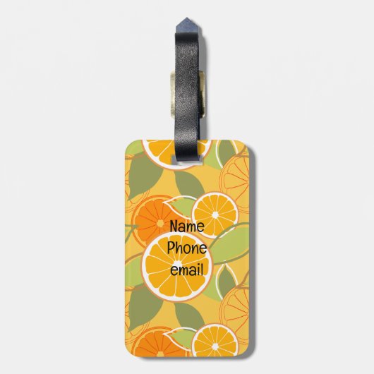 フレッシュオレンジ柑橘系グラフィックパターン ラゲッジタグ (裏面縦)