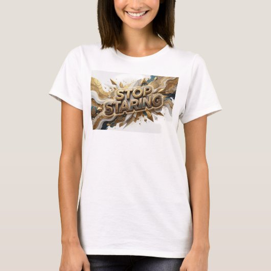 フレッシュオレンジSTOP+STARINGスローガンTシャツ Tシャツ (正面)