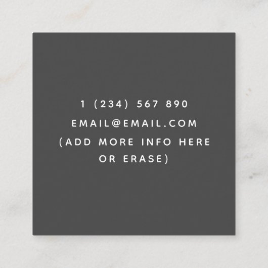 フレッシュオーガニックビーツ栄養士ヘルシーフードグレー スクエア名刺 (裏面)