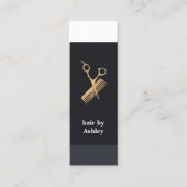 フレッシュカッコいいブルー白ストライプ金ゴールドフェイクヘアスタイル スキニー名刺 (正面)