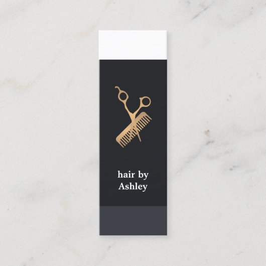 フレッシュカッコいいブルー白ストライプ金ゴールドフェイクヘアスタイル スキニー名刺 (正面)