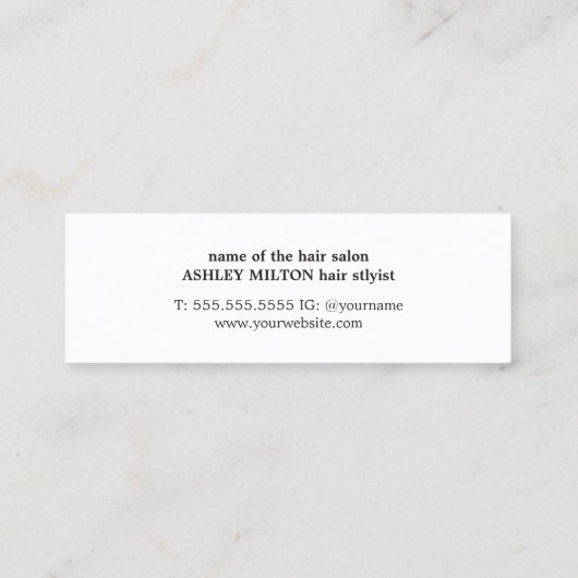 フレッシュカッコいいブルー白ストライプ金ゴールドフェイクヘアスタイル スキニー名刺 (裏面)