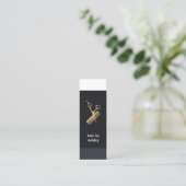 フレッシュカッコいいブルー白ストライプ金ゴールドフェイクヘアスタイル スキニー名刺 (スタンド正面)