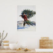 フレッシュカットクリスマスツリーヴィンテージ ポスター (キッチン)