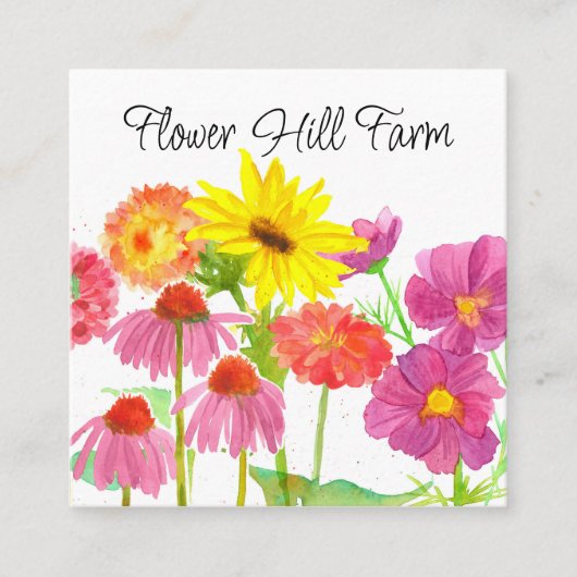 フレッシュカットフラワーファームブーケ スクエア名刺 (正面)