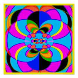 フレッシュカラフルネオンパターンアート ポスター