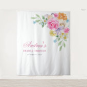 フレッシュガーデンフォトブースブライダルシャワー背景 タペストリー (正面)