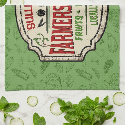 フレッシュガーデンADD NAME地元で栽培された農家市場 キッチンタオル (折り畳み)