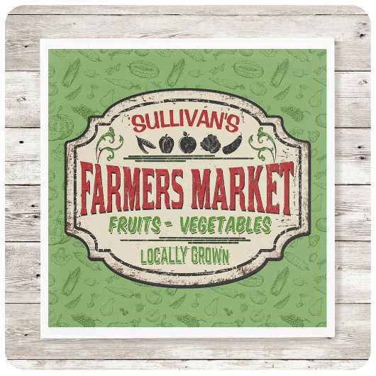 フレッシュガーデンADD NAME地元で栽培された農家市場 スタンダードカクテルナプキン